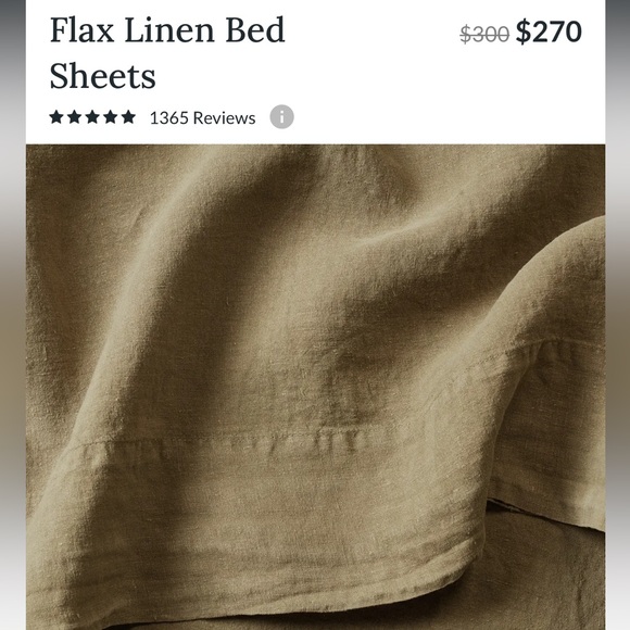 $305 Silk & Snow New! 100% Flax Linen Olive Green Duvet Cover in King - Picture 4 of 6